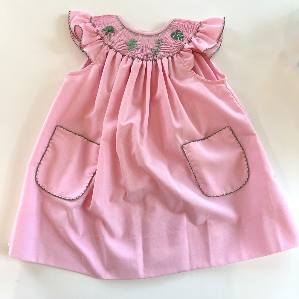 Ruth and Ralph Smocked Palm Leaves Dress 2T EUC
